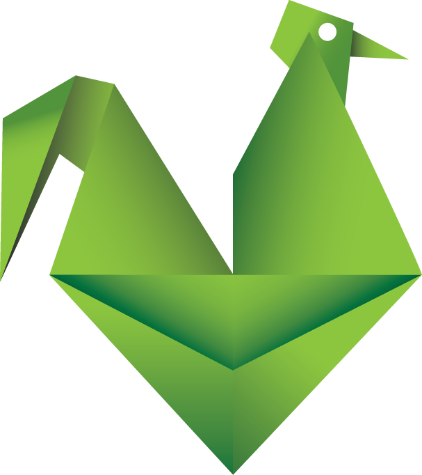 Poule en origami Pepeuf. Logo de Pepeuf . Origami chicken. Pepeuf logo
